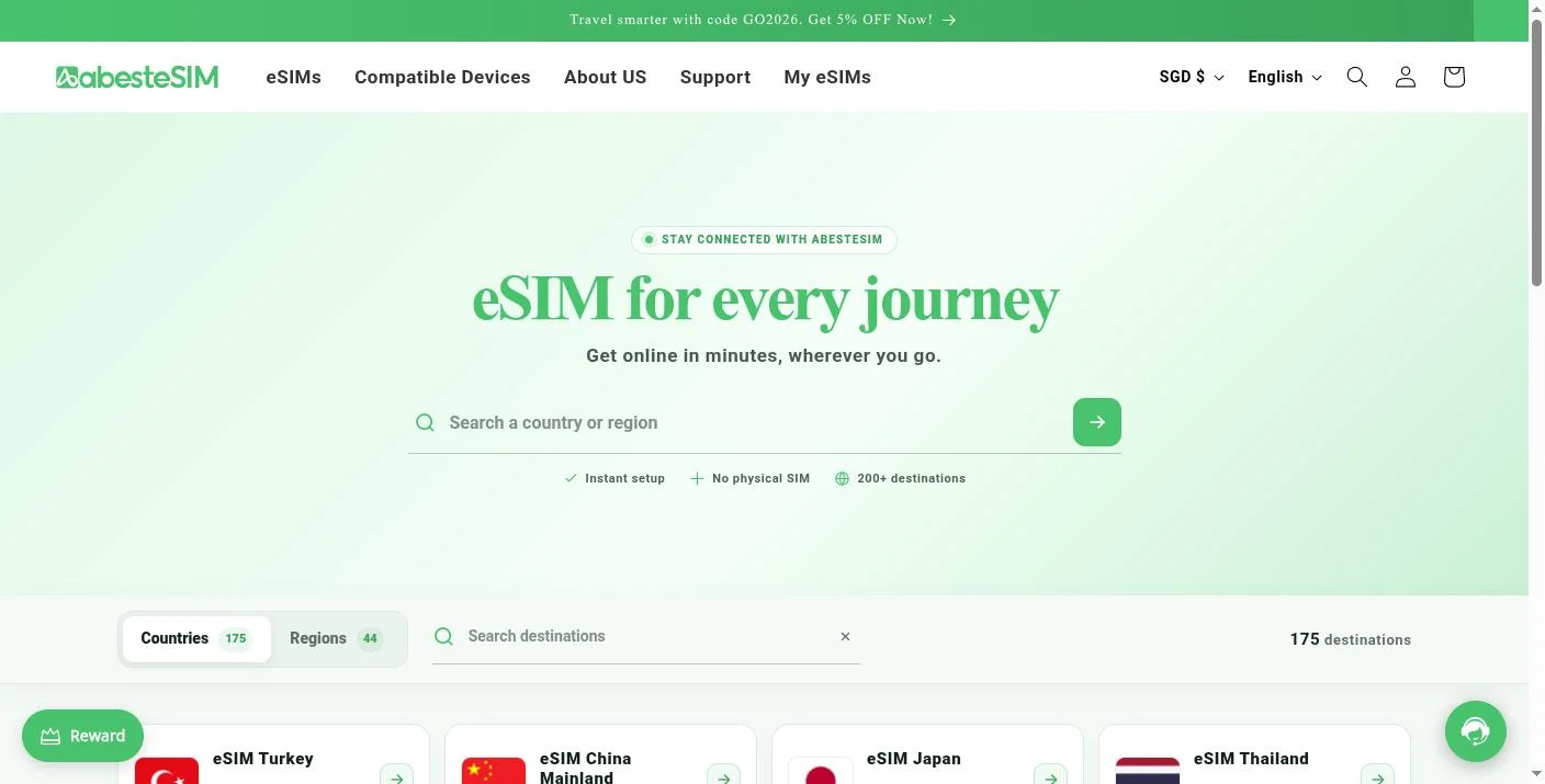 Destination catalogue — 175 countries