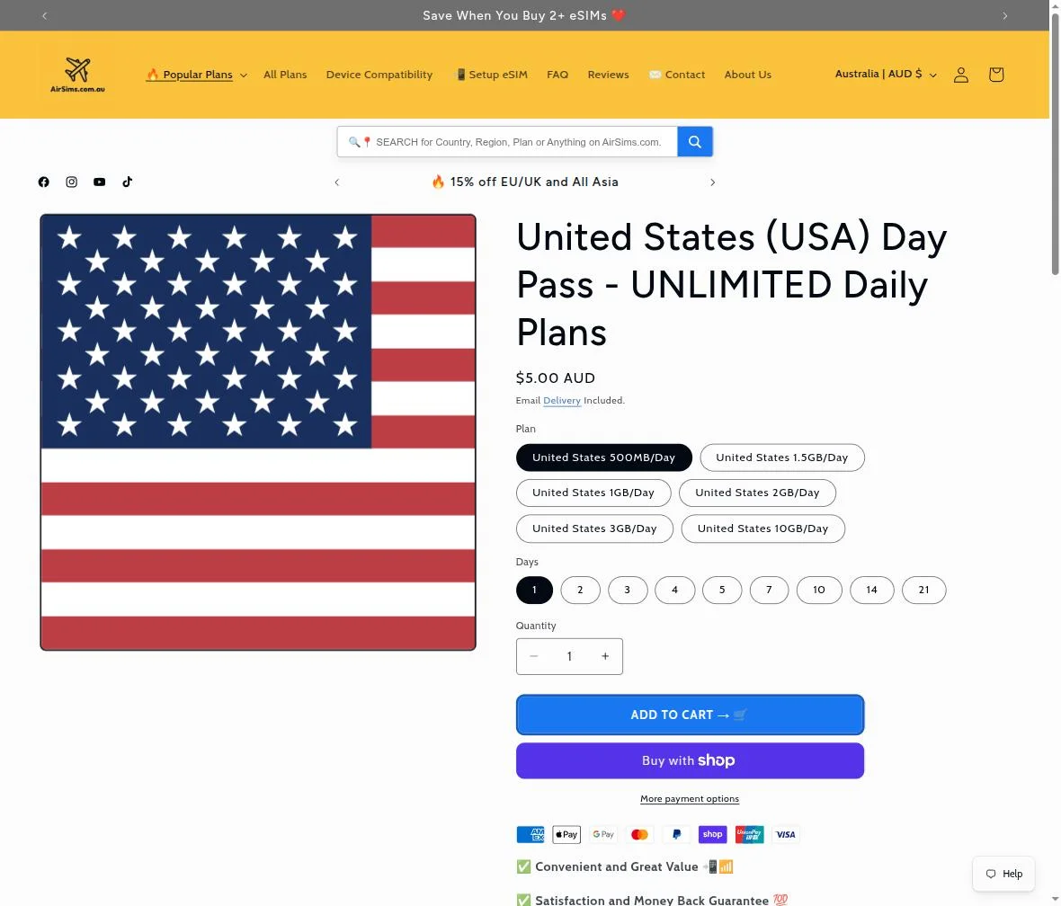 USA plan page