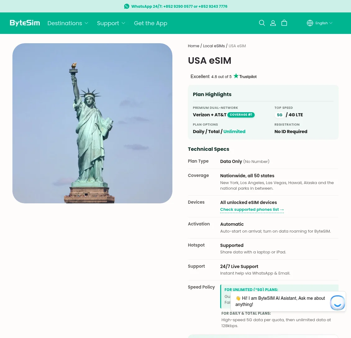 USA plan page