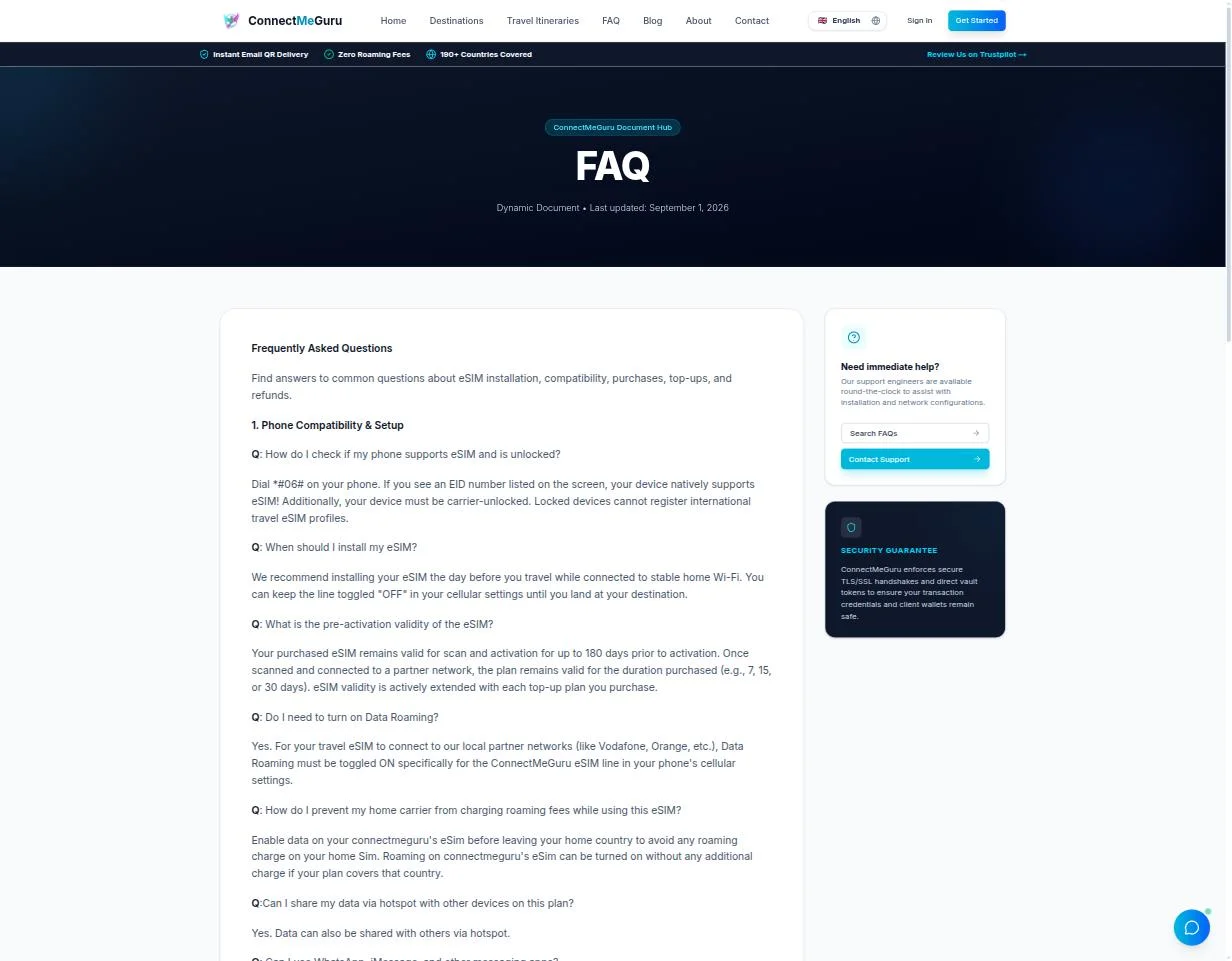 FAQ page