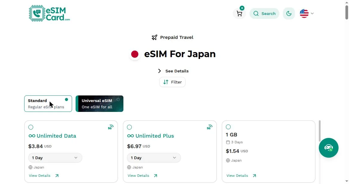 Plan selection for Japan