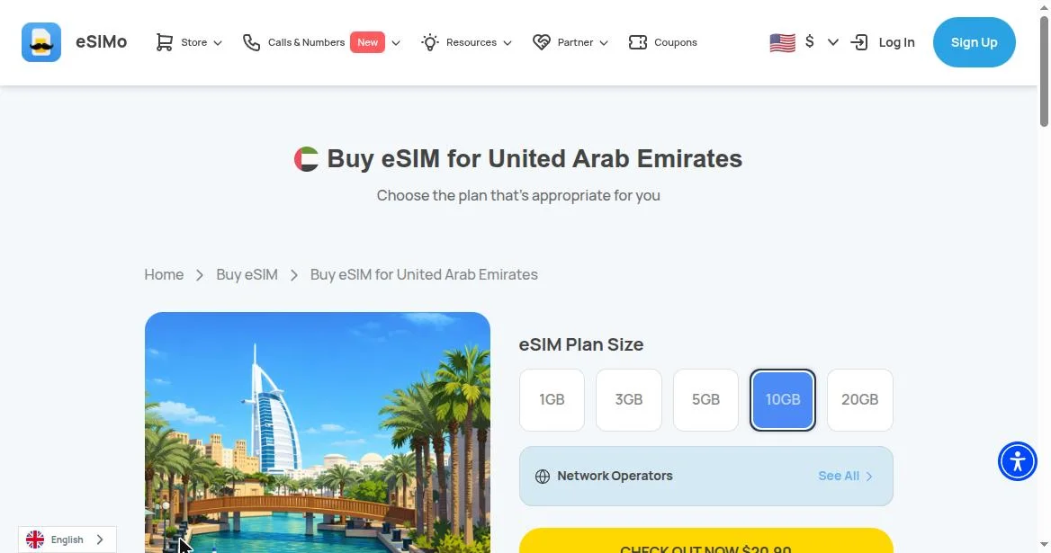 Plan selection for United Arab Emirates