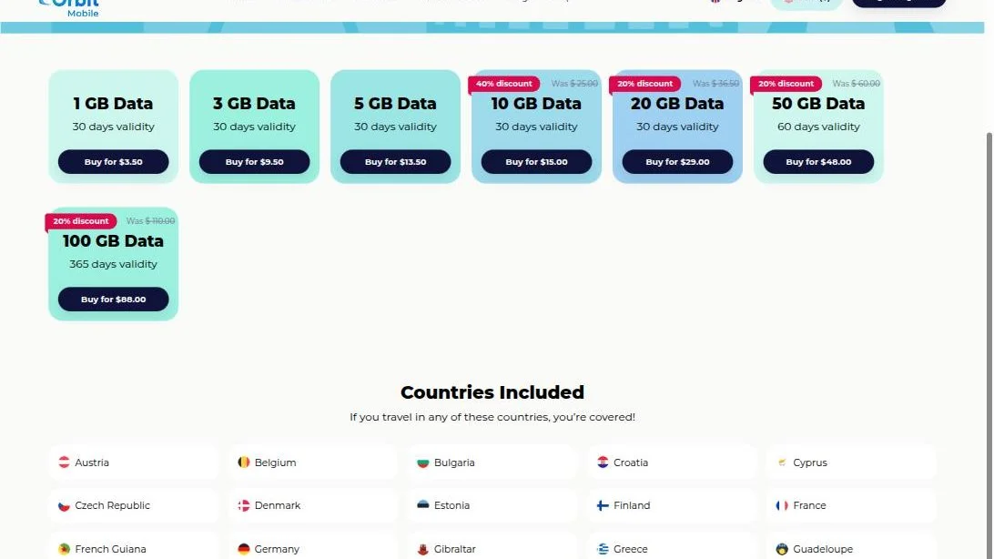 Europe Pass plan tiers and the full countries-included list