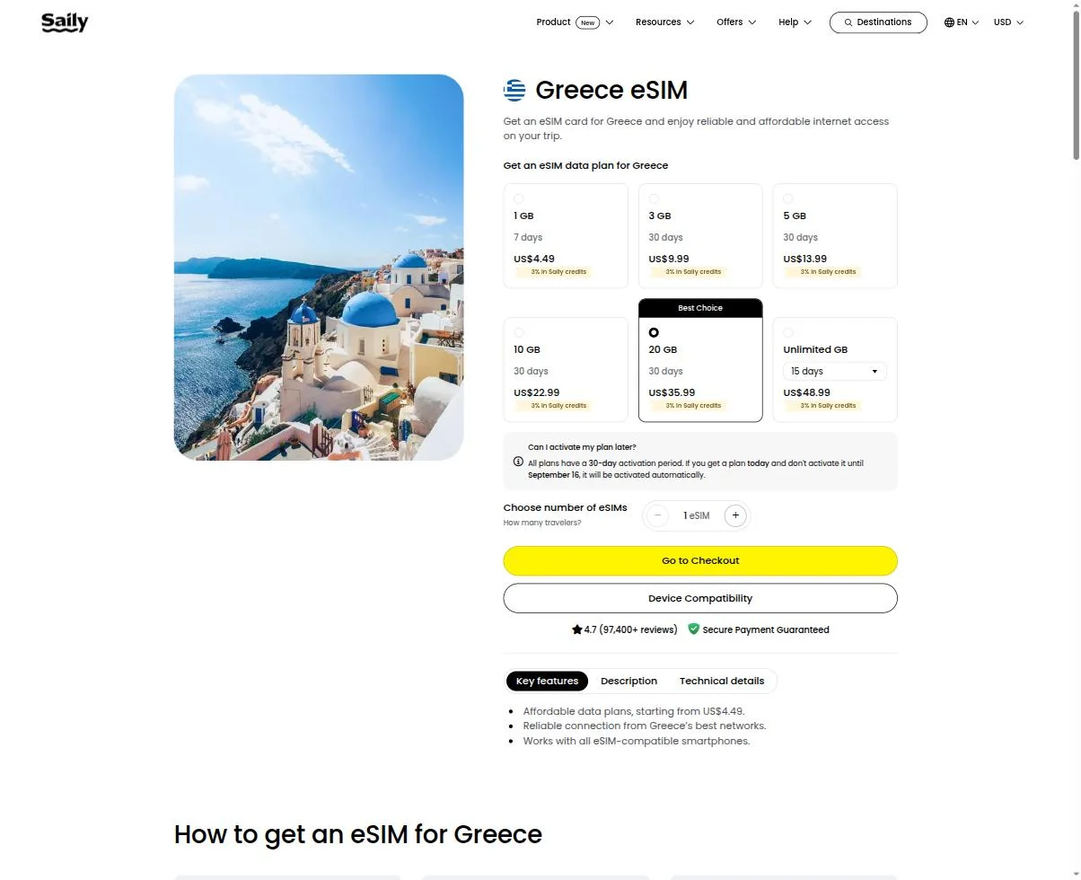 Greece data plan tiers