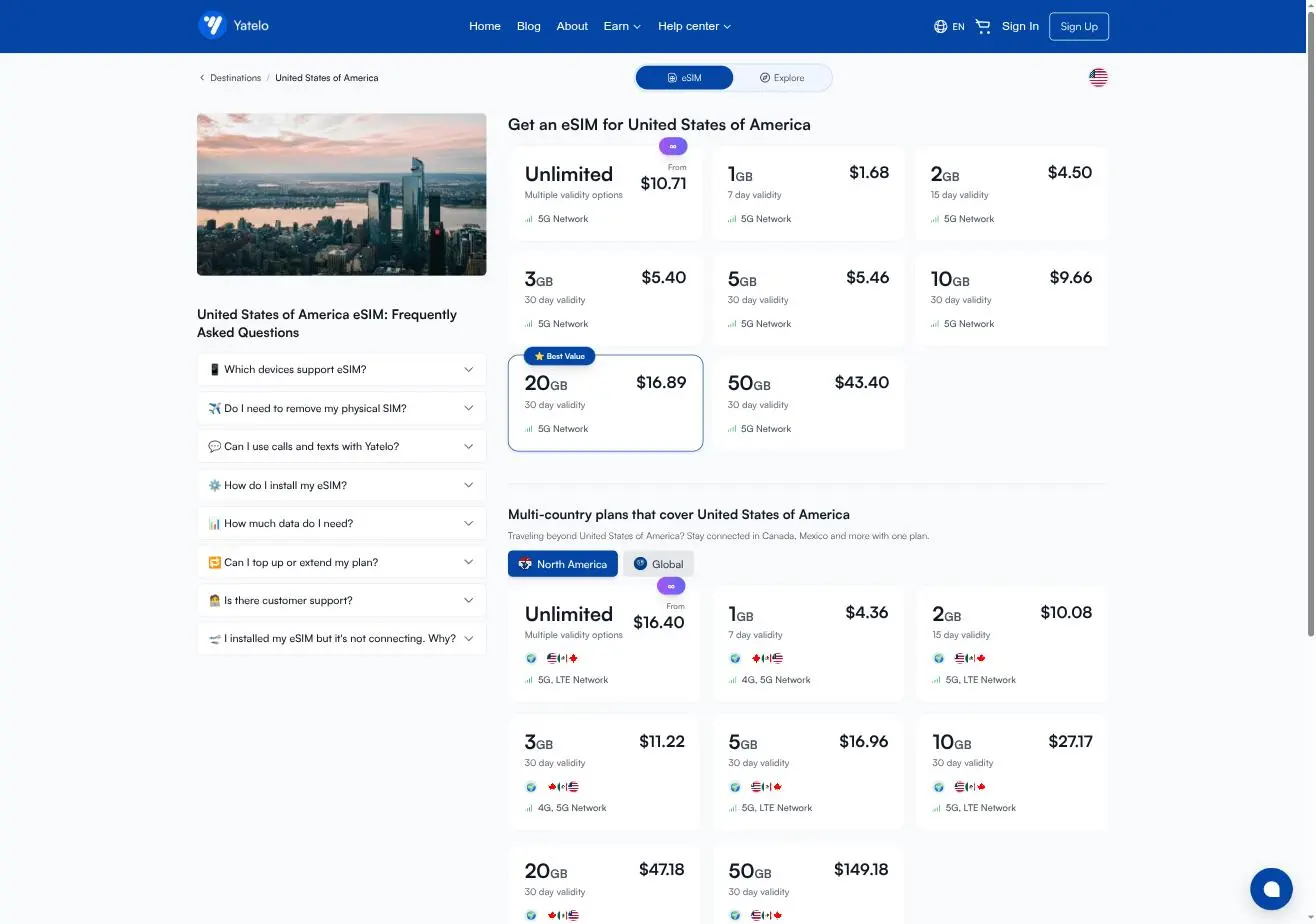 United States plans — single-country and multi-country tiers